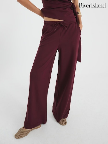 River Island Red Premium Wide Leg Joggers (H75533) | 163 QAR