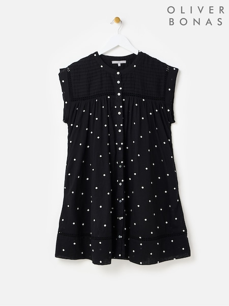 Oliver Bonas Embroidered Spot Print Mini Dress (H75554) | R$ 740
