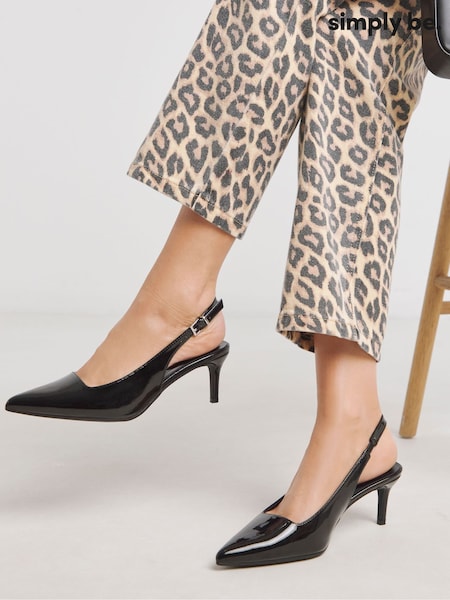 Simply Be Black Wide Fit Kitten Heels Slingback Shoes (H75682) | € 45
