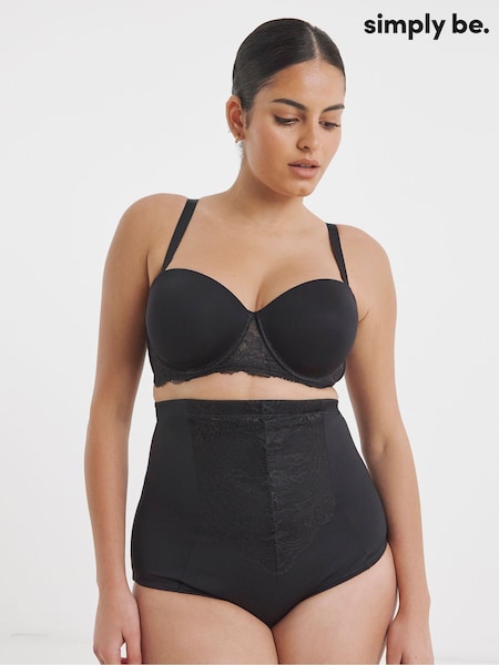 Simply Be Black Magisculpt Ella Lace Waist Nipper Firm Control Briefs (H75688) | €33