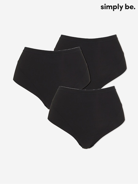 Simply Be Black Magisculpt Light Tummy Shapers Knickers 3 Pack (H75697) | €29