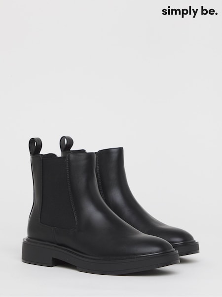 Simply Be Black Wide Fit Classic Chelsea Boots (H75701) | AED210