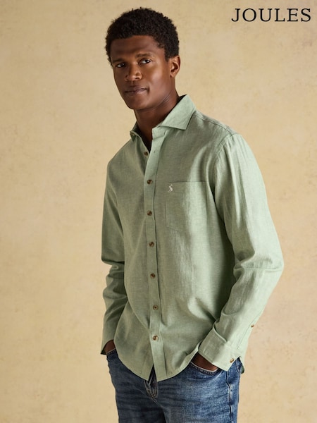 أخضر نعناعي - Joules Linen Blend Long Sleeve Shirt (H75714) | ‏262 د.إ.‏
