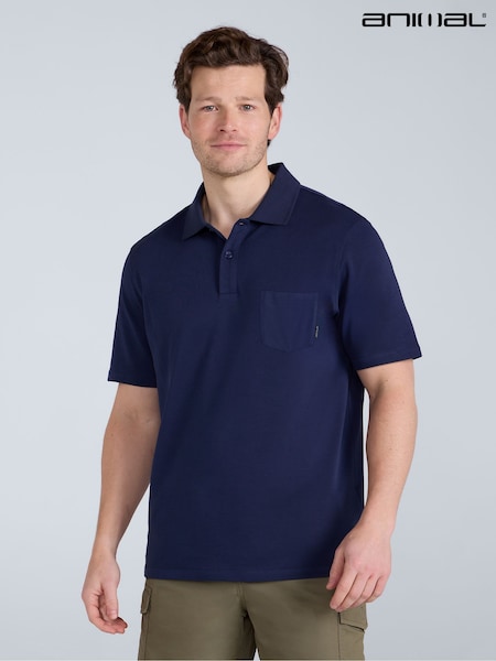 Albastru - Animal Mens Icon Pique Polo Shirt (H75884) | 209 LEI