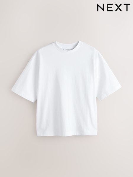 White Boxy Heavyweight T-Shirt (H75900) | 79 QAR