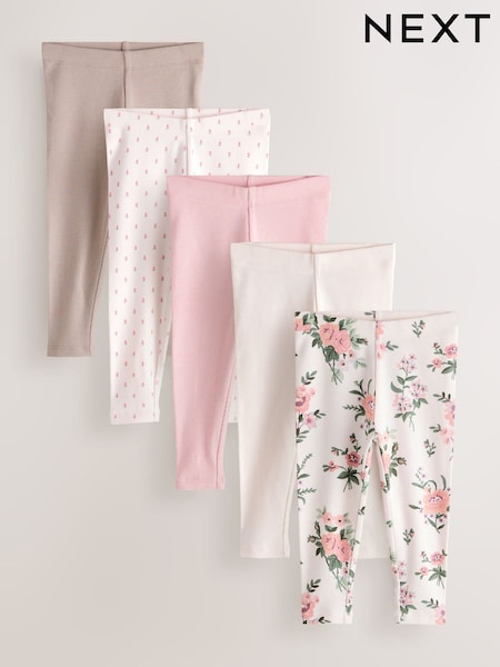 Pink Ribbed Leggings 5 Pack (3mths-7yrs) (H75936) | €26 - €32