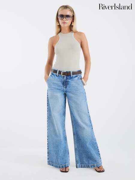 River Island Petite Tailored Baggy Belted Jeans (H75979) | 84 €