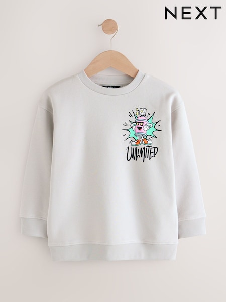 Grey Graphic Crew Neck Sweater (3-16yrs) (H76009) | €18 - €25