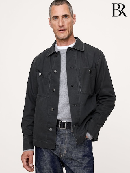 Banana Republic Black Coated Cotton Twill Overshirt (H76025) | €165
