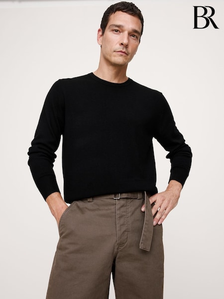 Banana Republic Black Merino Crew-Neck Sweatshirt (H76029) | €75