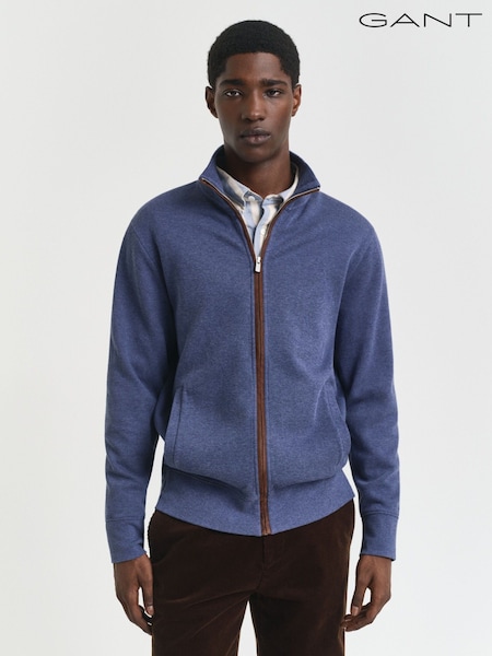 GANT Blue Ribbed Texture Full Zip Jersey Cardigan (H76046) | €186