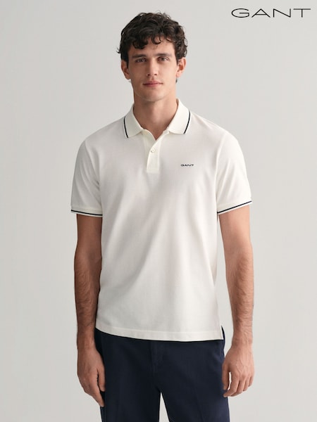 GANT White Tipped Pique Polo Shirt (H76047) | €89
