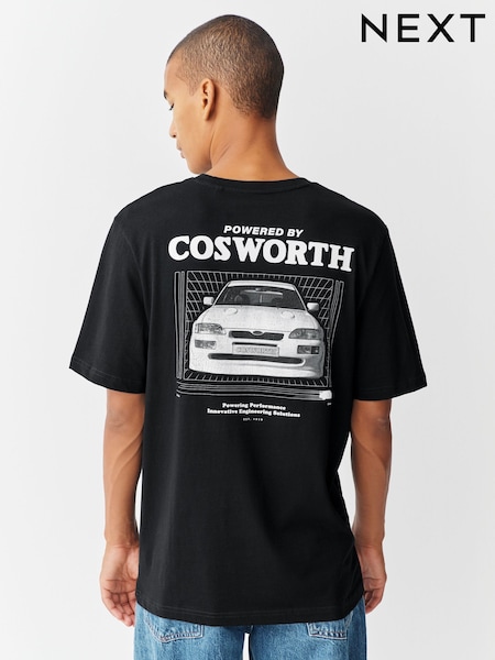 Black Ford Cosworth Hot Hatch Car Graphic T-Shirt (H76074) | 124 QAR