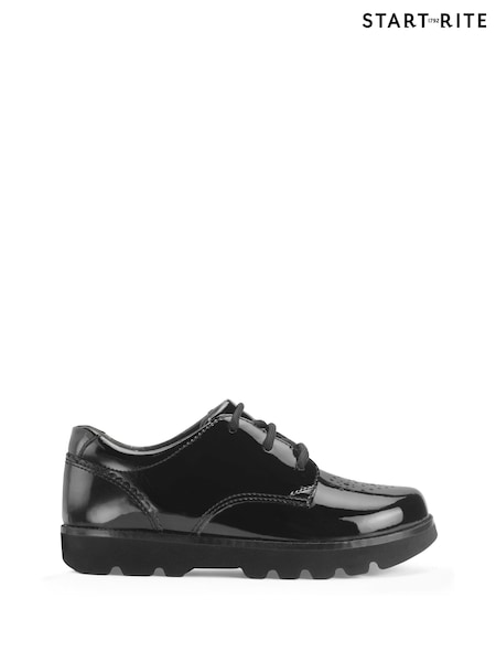 Start-Rite Luna Closed Lace-Up Shiny Patent Chunky Soled School Black Shoes (H76119) | 86 €