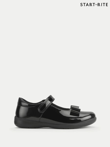 Start-Rite Girls Bella Leather Mary Jane Rip-Tape Bow School Black Shoes (H76122) | €69