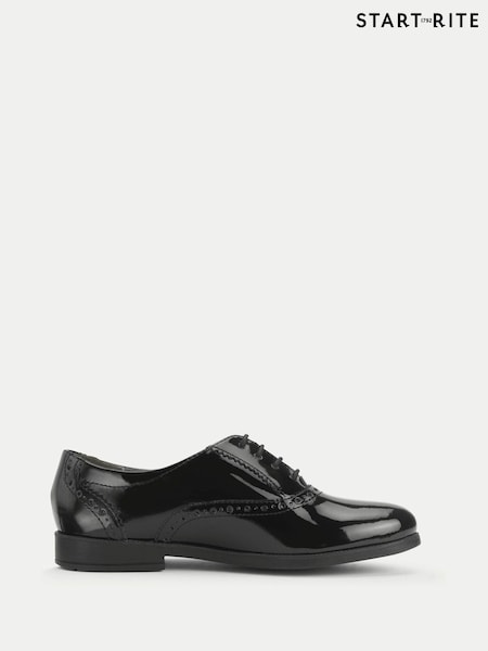 Start-Rite Girls Hermione Patent Lace-Up Oxford Style Closed School Black Shoes (H76124) | AED349