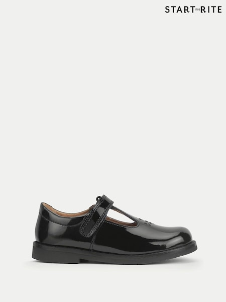 Start-Rite Girls Luxe Shiny Patent T-bar First School Black Shoes (H76130) | €60