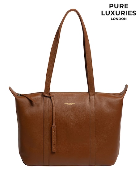 Pure Luxuries London Alcester Leather Brown Tote Bag (H76133) | R$ 485