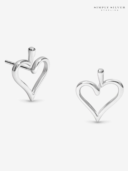 Simply Silver Silver Tone Open Heart Stud Earrings (H76180) | €40