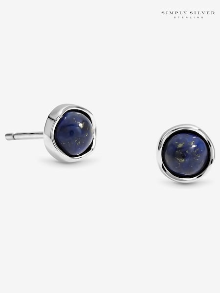 Simply Silver Silver Tone Semi Precious Lapis Stud Earrings (H76184) | €32