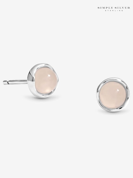 Simply Silver Silver Tone Rose Quartz Stud Earrings (H76187) | €25