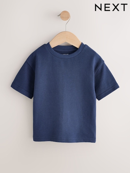 Navy Blue Short Sleeve Textured T-Shirt (3mths-7yrs) (H76191) | AED20 - AED30