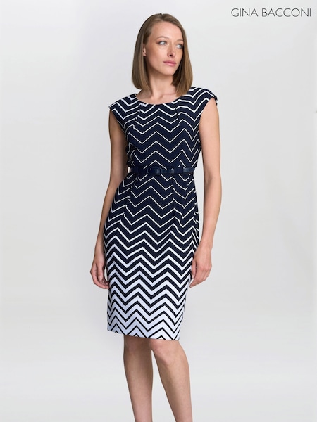 Gina Bacconi Blue Minnie Abstract Print Dress (H76205) | €165