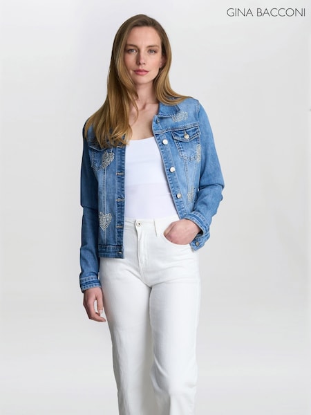 Gina Bacconi Blue Chantel Embelished Denim Jacket (H76207) | R$ 980