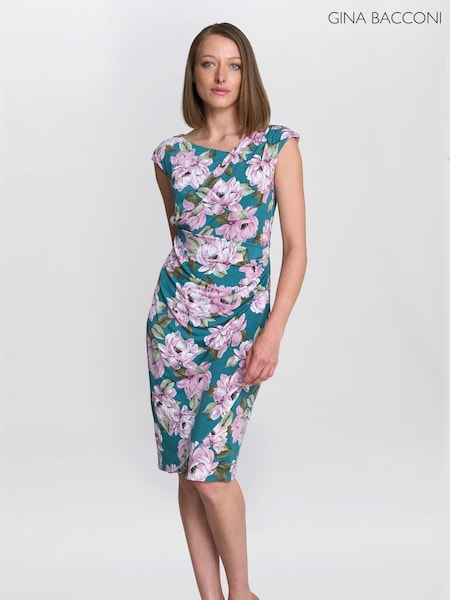 Gina Bacconi Green Martha Floral Print Dress (H76213) | € 187