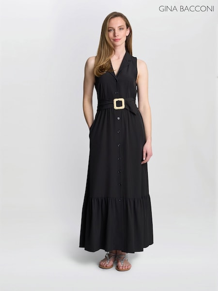 Gina Bacconi Jamie Maxi Shirt Black Dress (H76214) | €217