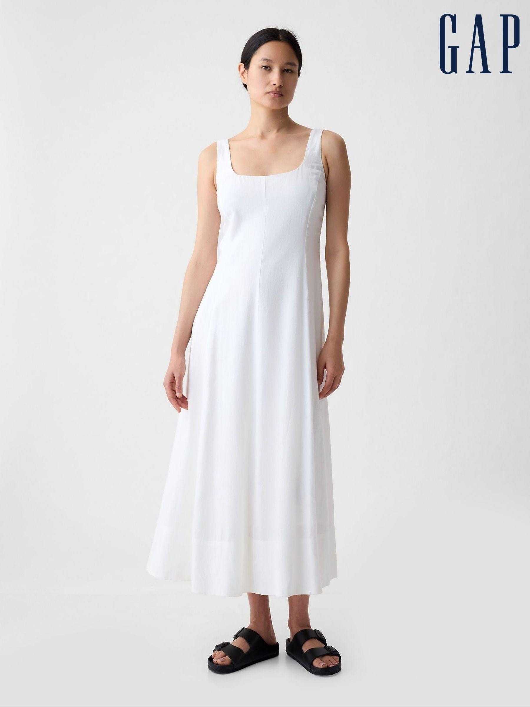 Women s Gap White Plain Linen Dresses Next Malta