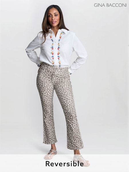 Gina Bacconi Charley Reversible Stretch Leopard Print Brown Jeans (H76294) | €126