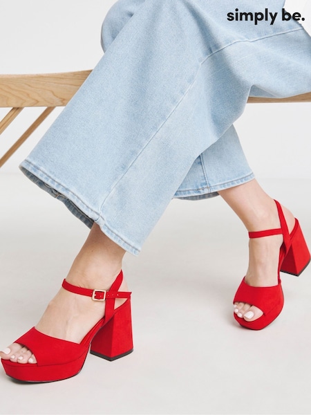 Simply Be Red Platform Crossover Heels With Trim (H76295) | AED221