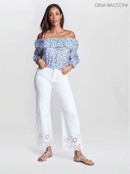 Gina Bacconi Charity Embroidered White Jeans (H76299) | €126