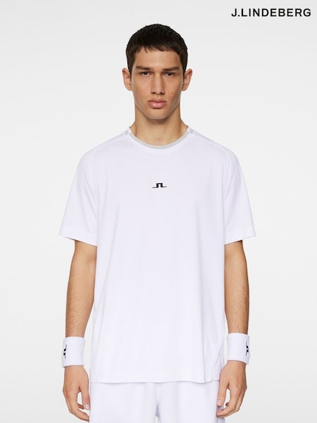 J.Lindeberg White Tennis Colten Tech T-Shirt (H76306) | €114