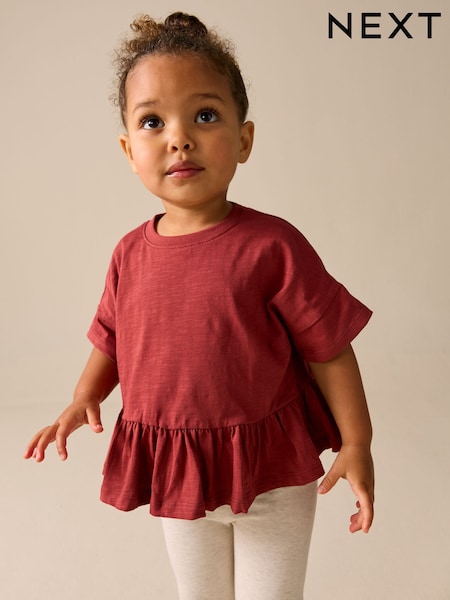 Rust Brown Short Sleeve Peplum T-Shirt (3mths-7yrs) (H76332) | €5 - €8
