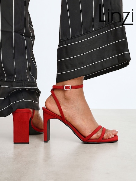 Linzi Red Gesture Strappy Block Heel Sandals (H76363) | €48