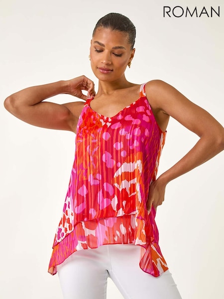 Roman Pink Abstract Layered Camisole Top (H76384) | €45