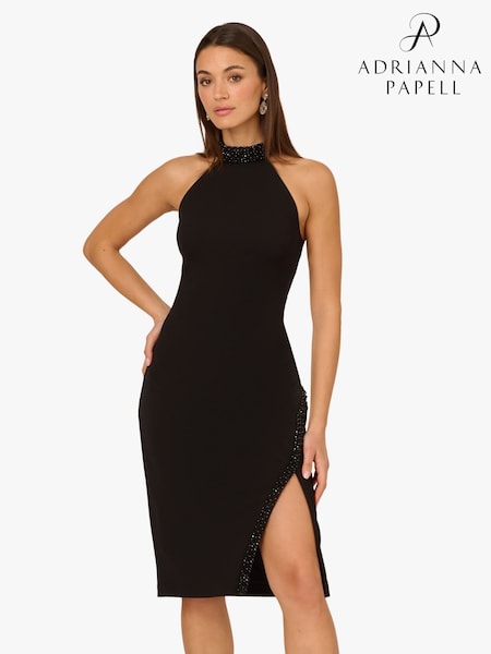 Adrianna Papell Knit Crepe Black Dress (H76437) | R$ 2.755