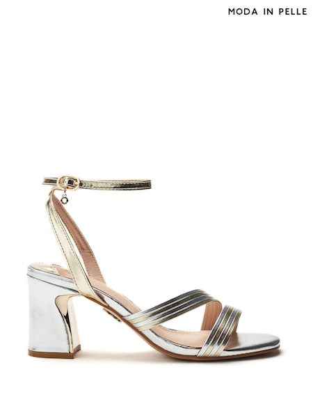 Moda in Pelle Gold Raela Multi Strap Block Heel Sandals (H76447) | €101