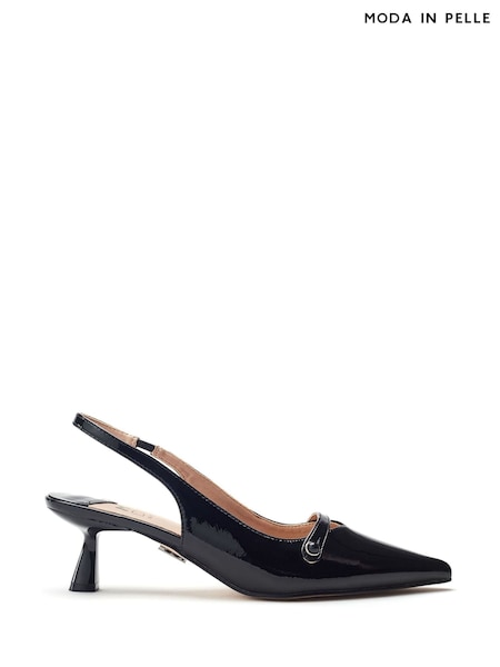Moda in Pelle Silver Godal Pointed Heel Shoes With Front Strap And Pearl Trim (H76448) | € 105