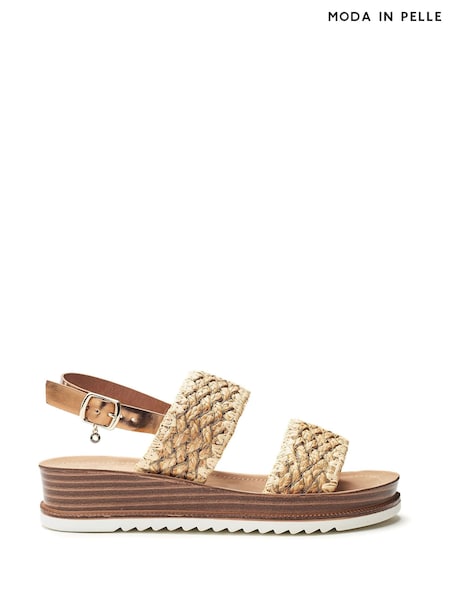 Moda in Pelle Natural Kyraa Raffia Double Strap Sandals (H76450) | R$ 680