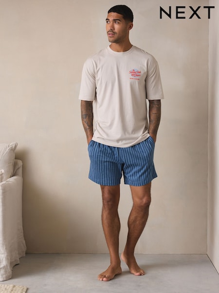 Blanco/azul - Graphic Short Sleeve Jersey Pyjamas Set (H76460) | 31 €