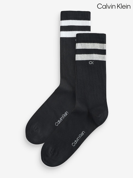 Calvin Klein Black Striped Crew Socks 2 Pack (H76494) | AZN 38