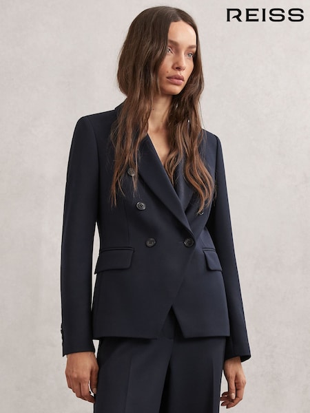 Azul marino - Reiss Gabi Double-Breasted Suit Blazer (H76572) | 320 €