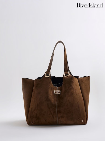 River Island Brown Suedette Slouch Bag (H76599) | R$ 455