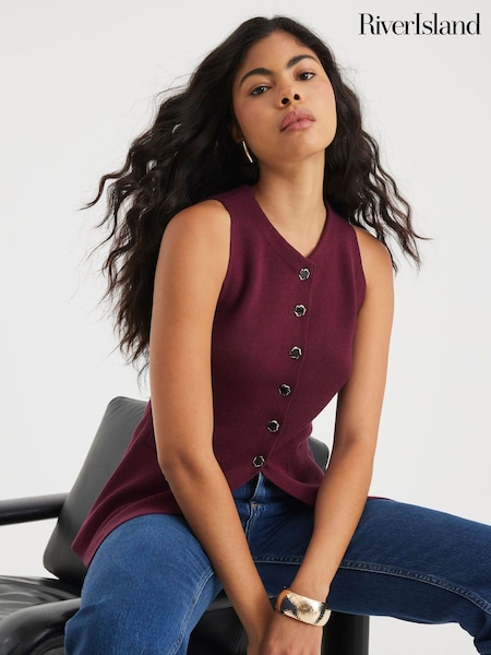 River Island Red Longline Knitted Waistcoat (H76605) | €43