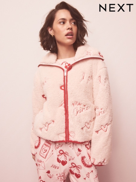 Pink/Red Heart Borg Full Zip Fleece (H76670) | kr729