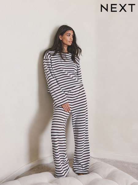 Chocolate Brown Stripe Cosy Lounge Set (H76687) | AED159