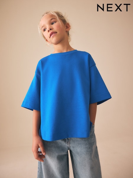 Cobalt Blue Oversized Boxy Heavyweight T-Shirt (3-16yrs) (H76720) | AED30 - AED46
